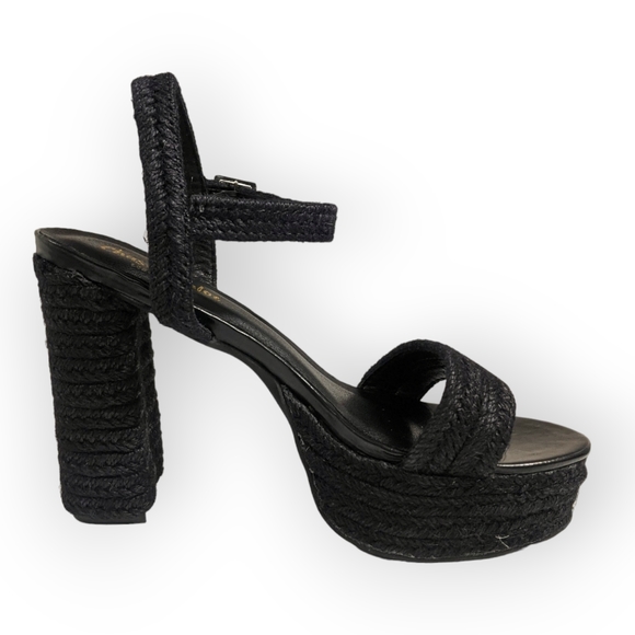 Chase and Chloe Black Lorelie Platform Heeled Sandal 10M - Picture 6 of 10